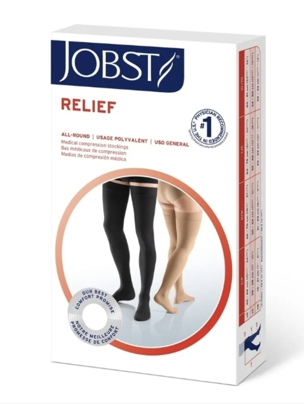 JOBST Relief Black OPEN TOE THIGH HIGHS Shapewear 15-20mmHg Medium